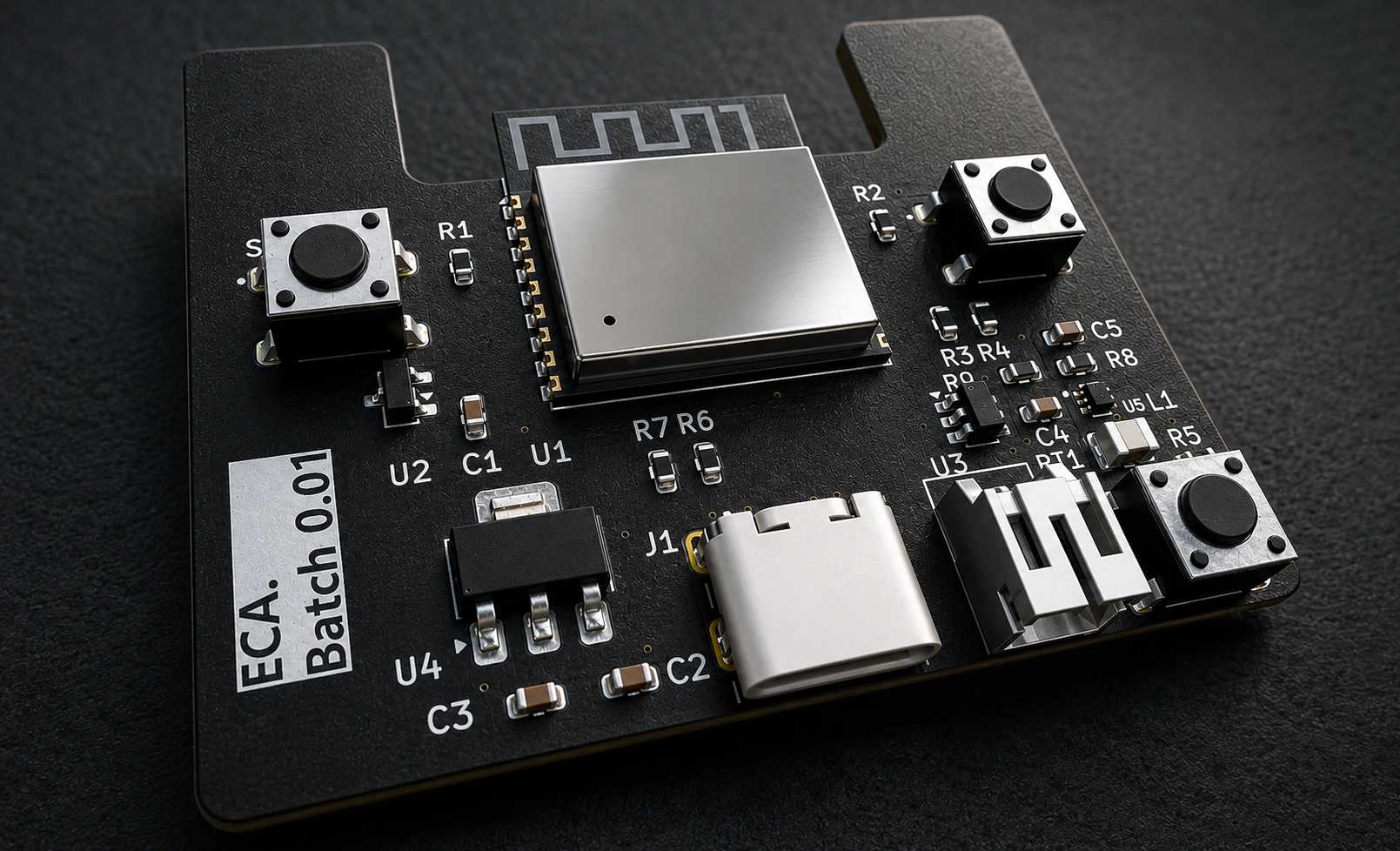 Render of an ESP32 PCB product